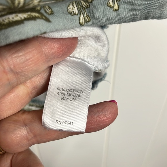 J. Jill Womens Top Dusty Blue/Green S 3/4 Sleeves Pullover Button Details Floral - Picture 8 of 13